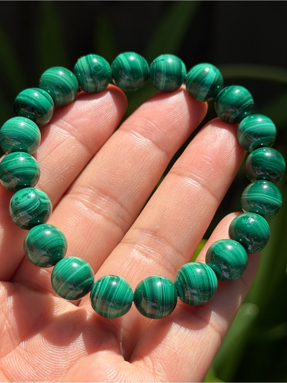 Green Malachite Bead Stretch Bracelet - Unbranded pap
